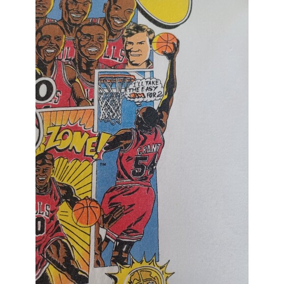 VINTAGE 1993 CHICAGO BULLS SALEM 3-PEAT NBA WORK CHAMPS CARICATURE T-SHIRT LARGE - Picture 7 of 14